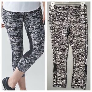 Lululemon 4 Pace Rival Crop Cropped Leggings Nami Wave mesh breathe panel